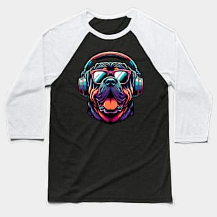 Neapolitan Mastiff as Smiling DJ with Headphones and Sunglasses Baseball T-Shirt